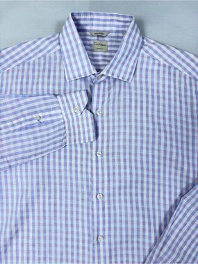 Culturata Tailored Fit Linen Cotton Dress Shirt Check Made in Italy